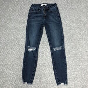 KanCan Jeans Womens 0/23 High Rise Button Fly Distressed Skinny Raw Hem Capsule